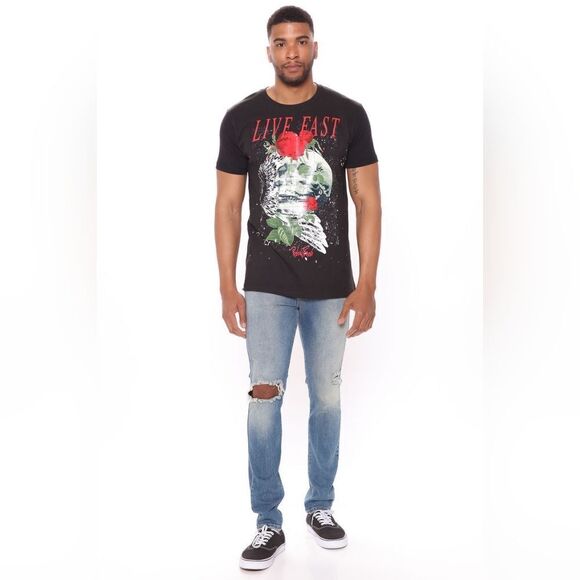 NWT Reason Brand Live Fast Short Sleeve Tee - Black - Picture 4 of 8